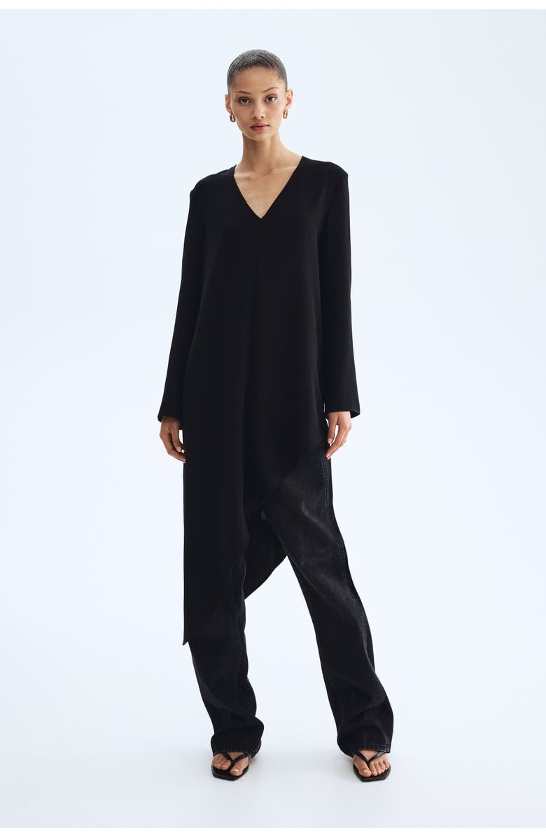 H&M Asymmetric dress, Alternate, color, Black