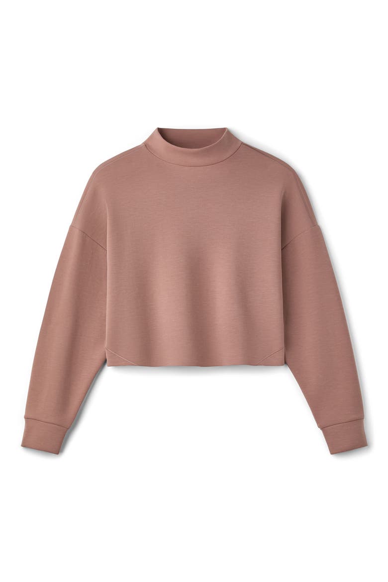 DreamGlow Mock Neck Crop Sweatshirt, Alternate, color, CLAY MIST