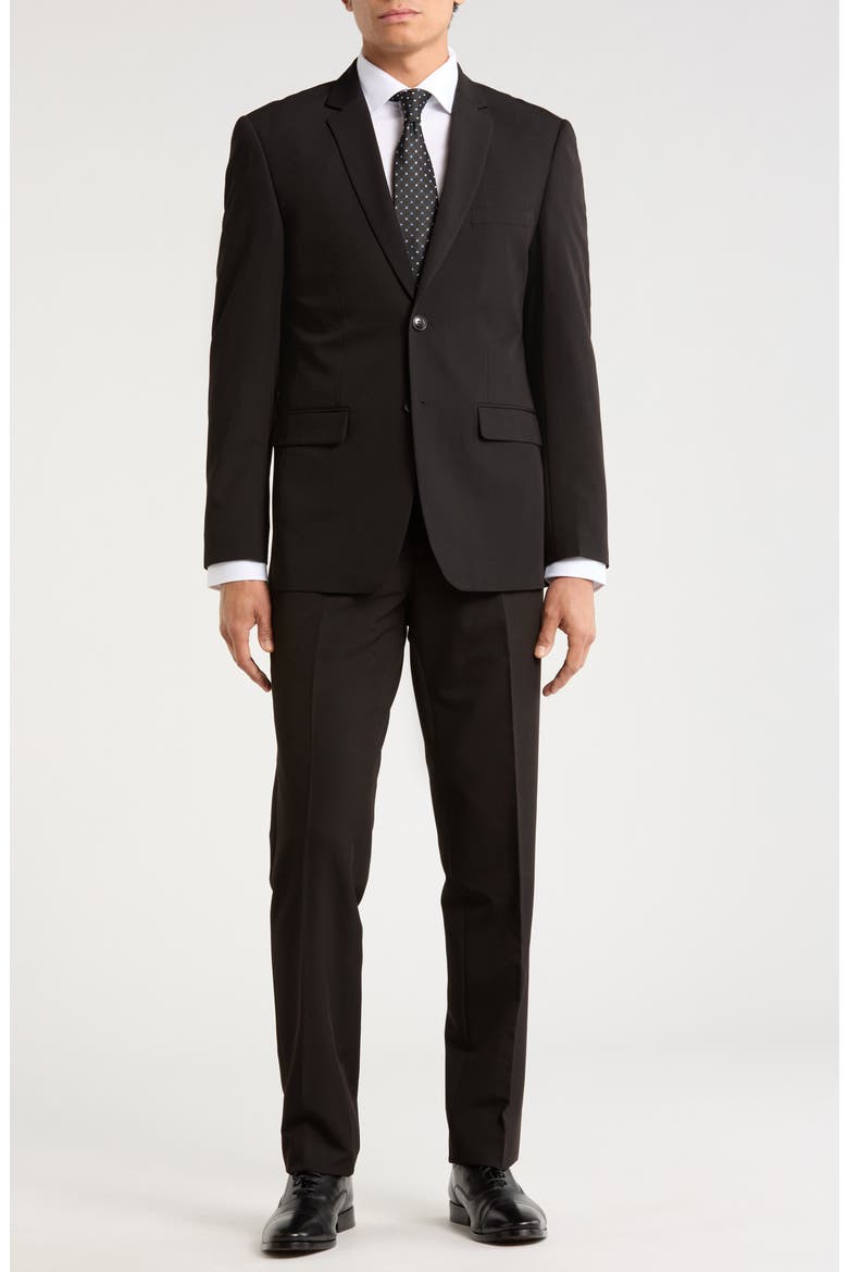 Slim Fit Four-Way Stretch Suit, Main, color, BLACK