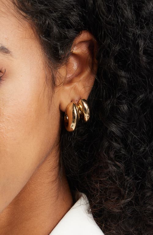 Open Edit Set Of 2 Tapered Hoop Earrings In Gold