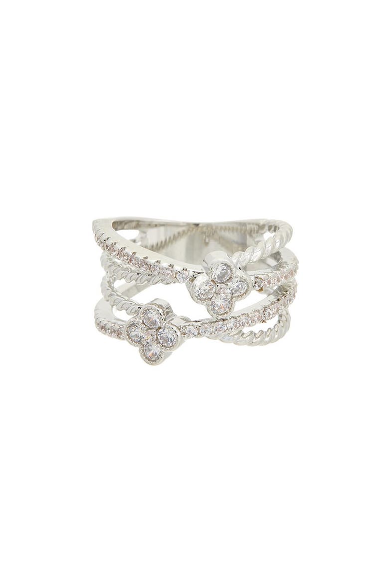 Cubic Zirconia Multiband Ring, Main, color, WHITE GOLD
