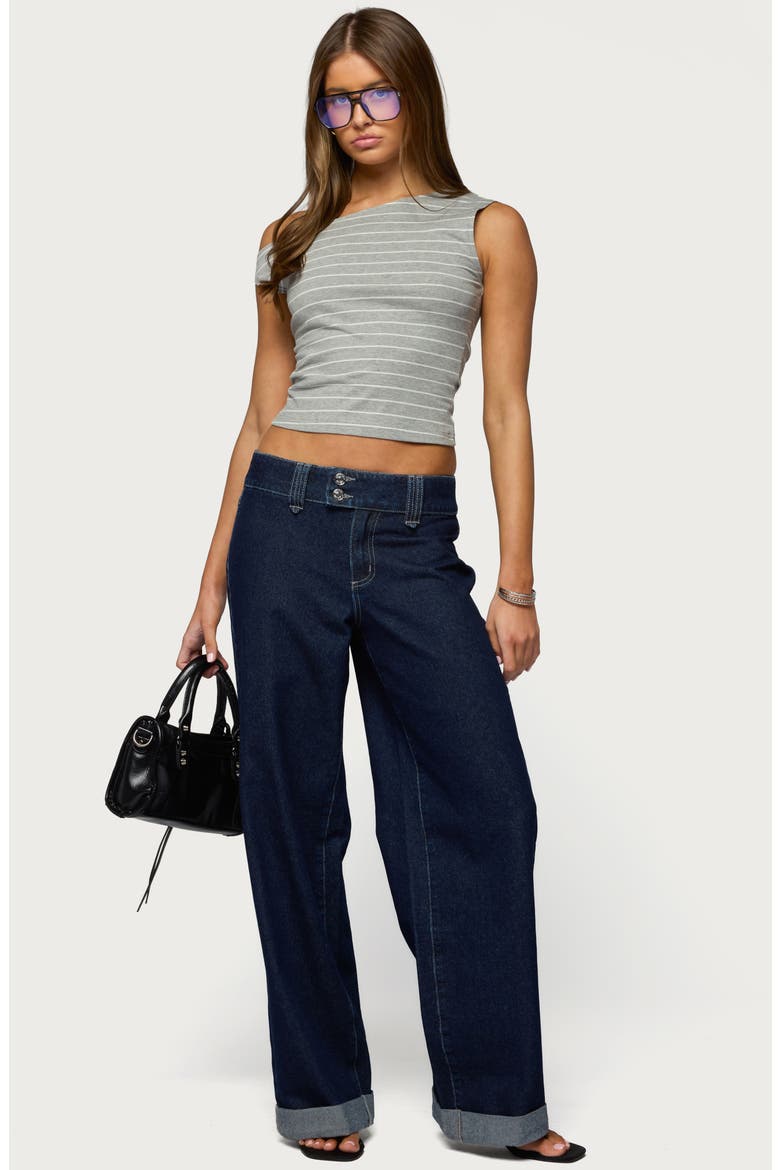 Cuffed Wide Leg Jeans, Alternate, color, INDIGO-RINSE-WASHED