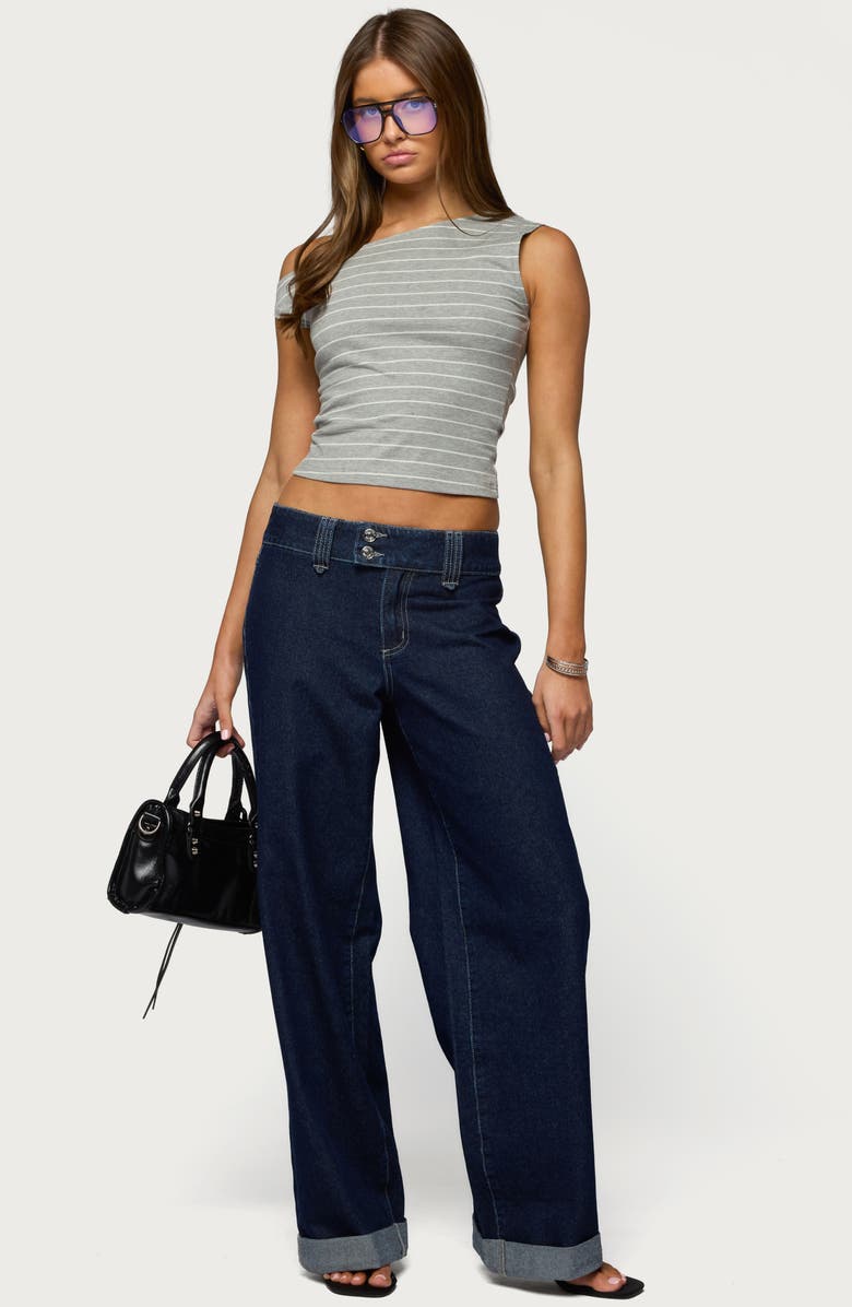 EDIKTED Cuffed Wide Leg Jeans, Alternate, color, 