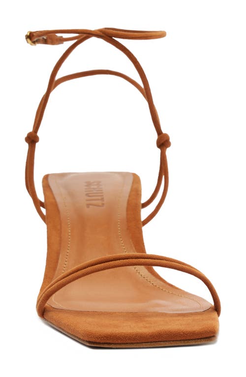 Schutz Pompeii Strappy Suede Block-heel Sandals In Cuoio Brown