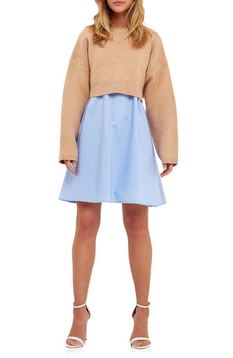 Sweater with Poplin Minidress