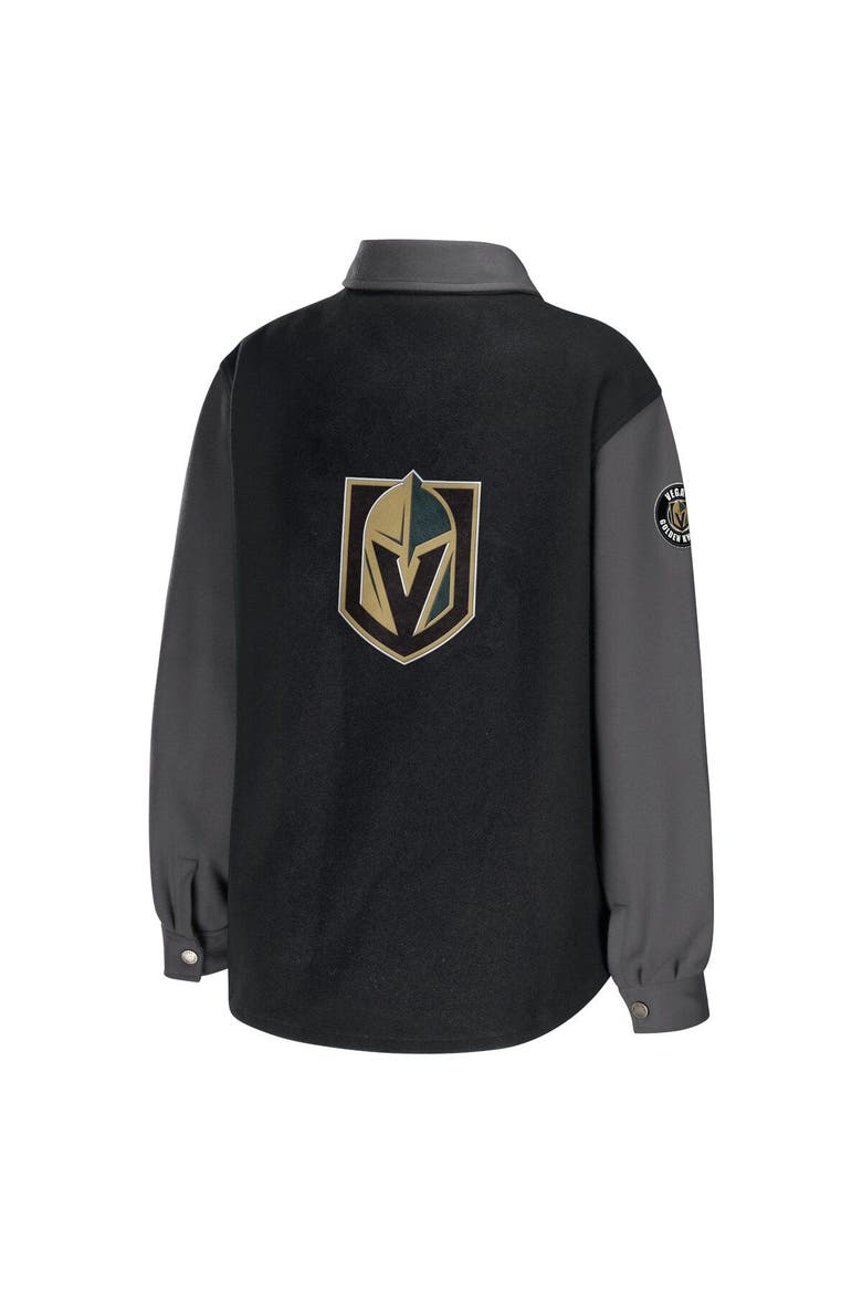 Women's WEAR by Erin Andrews Black/Gray Vegas Golden Knights Colorblock Button-Up Shirt Jacket, Alternate, color, Black