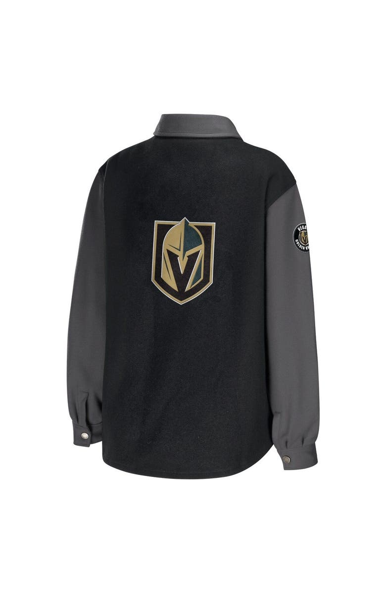 WEAR by Erin Andrews Women's WEAR by Erin Andrews Black/Gray Vegas Golden Knights Colorblock Button-Up Shirt Jacket, Alternate, color,