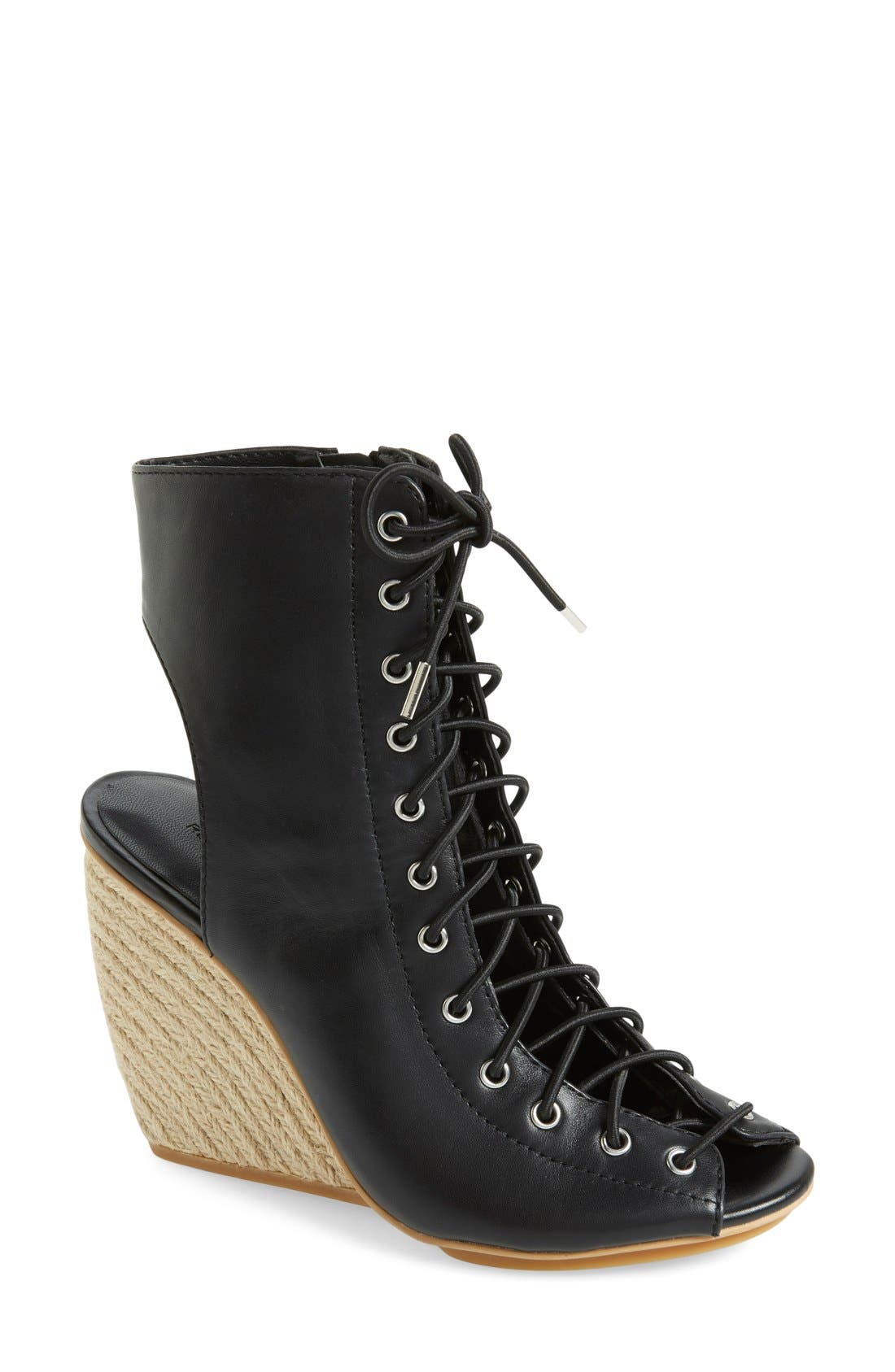 Rebecca Minkoff 'Elle' Lace-Up Espadrille Wedge Sandal, Main, color, 