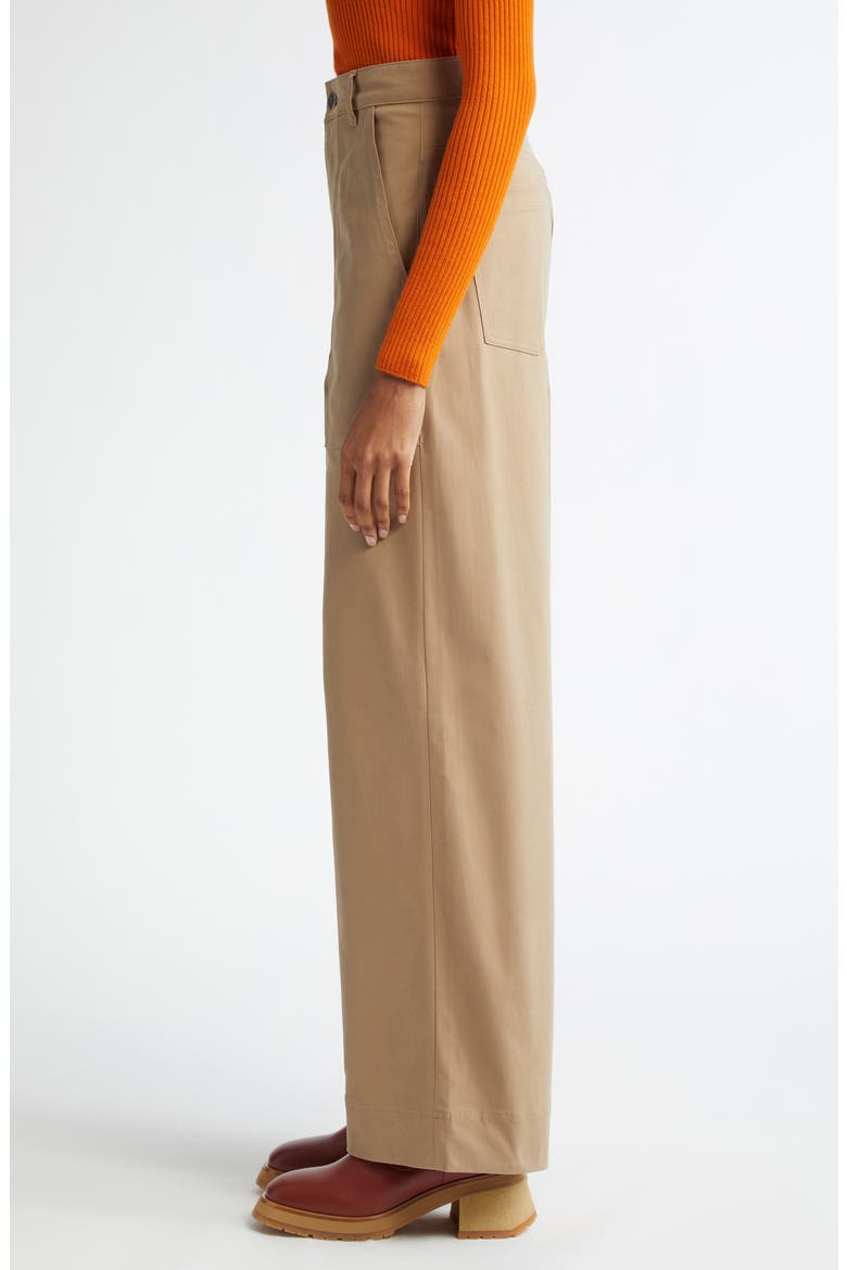 Cotton Stretch Gabardine Wide Leg Pants, Alternate, color, BEIGE