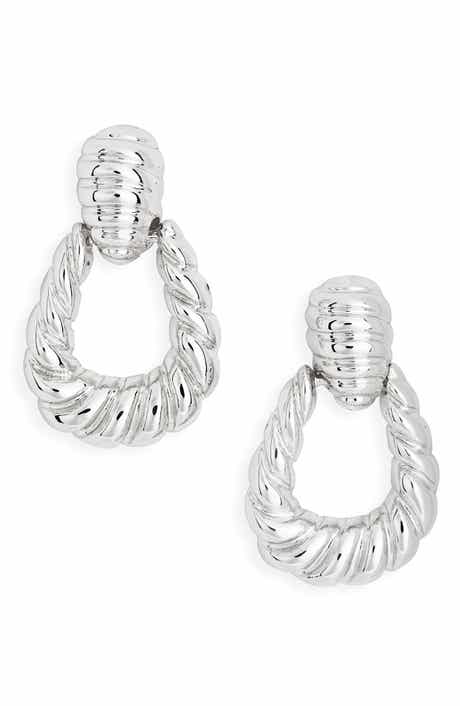 NORDSTROM RACK Ribbed Doorknocker Stud Earrings