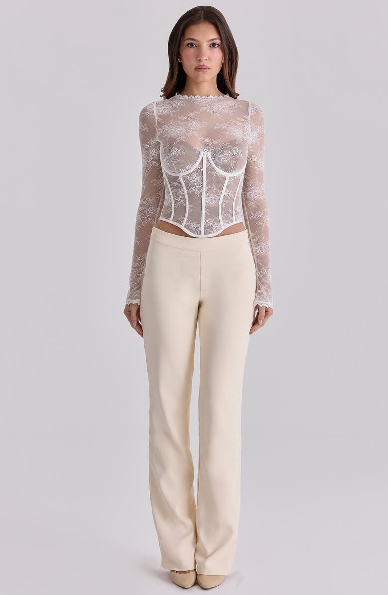 HOUSE OF CB Zoe Long Sleeve Lace Crop Corset Top, Alternate, color, Vintage Ivory