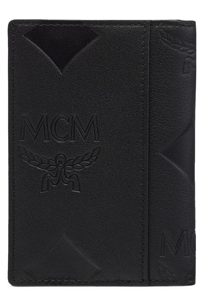 Aren Bifold Card Wallet in Maxi Monogram Leather, Alternate, color, BLACK