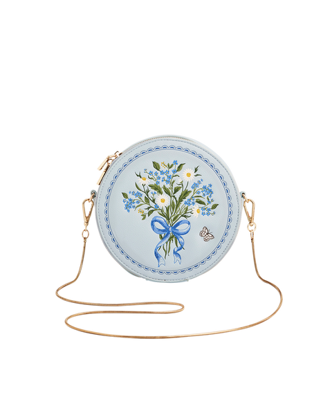 Isabel Floral Bow Embroidered Circle Purse