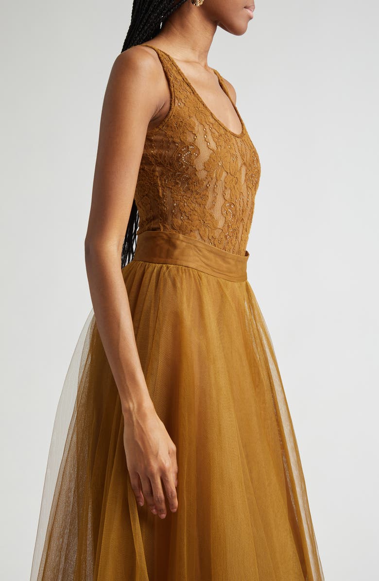 Zimmermann Scoop Neck Lace Bodysuit, Alternate, color, Hazelnut