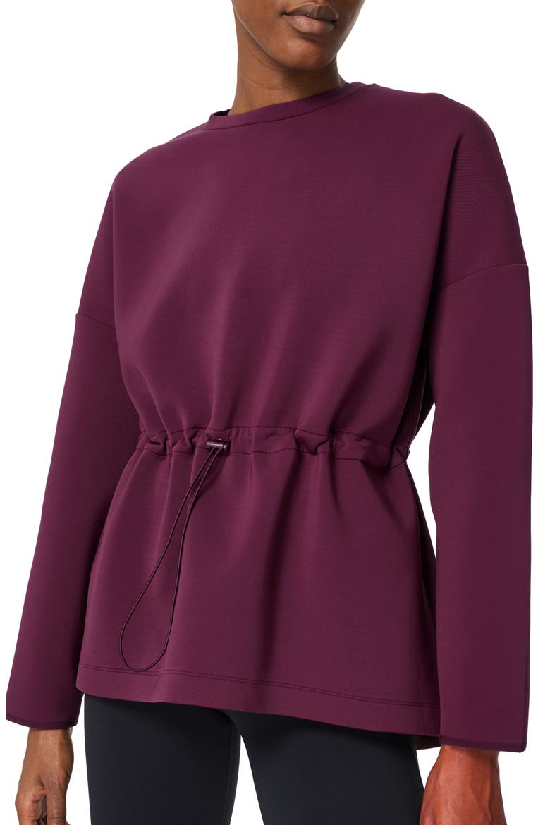 Grace Toggle Crewneck Sweatshirt, Main, color, PLUM RED