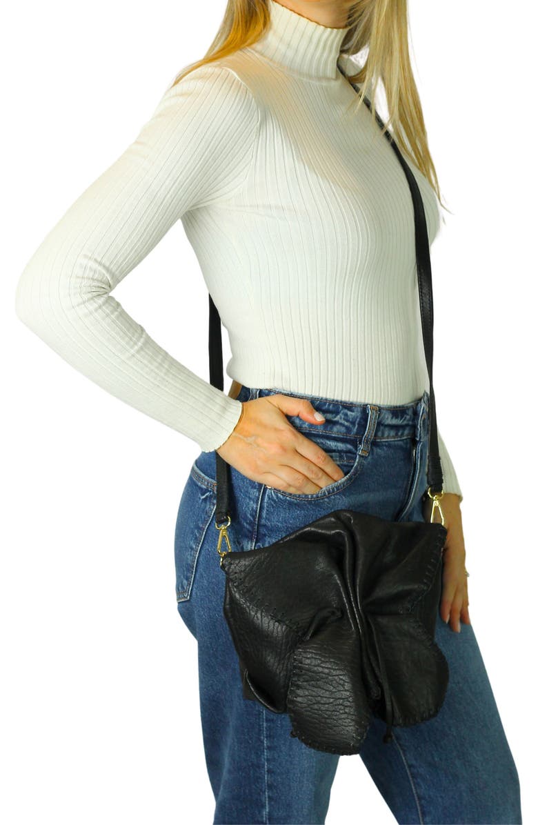 Carlos Falchi Medium Butterfly Lambskin Bag, Alternate, color, Black Obsidian