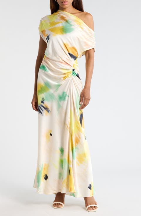 Penny Ruched One-Shoulder Maxi Dress