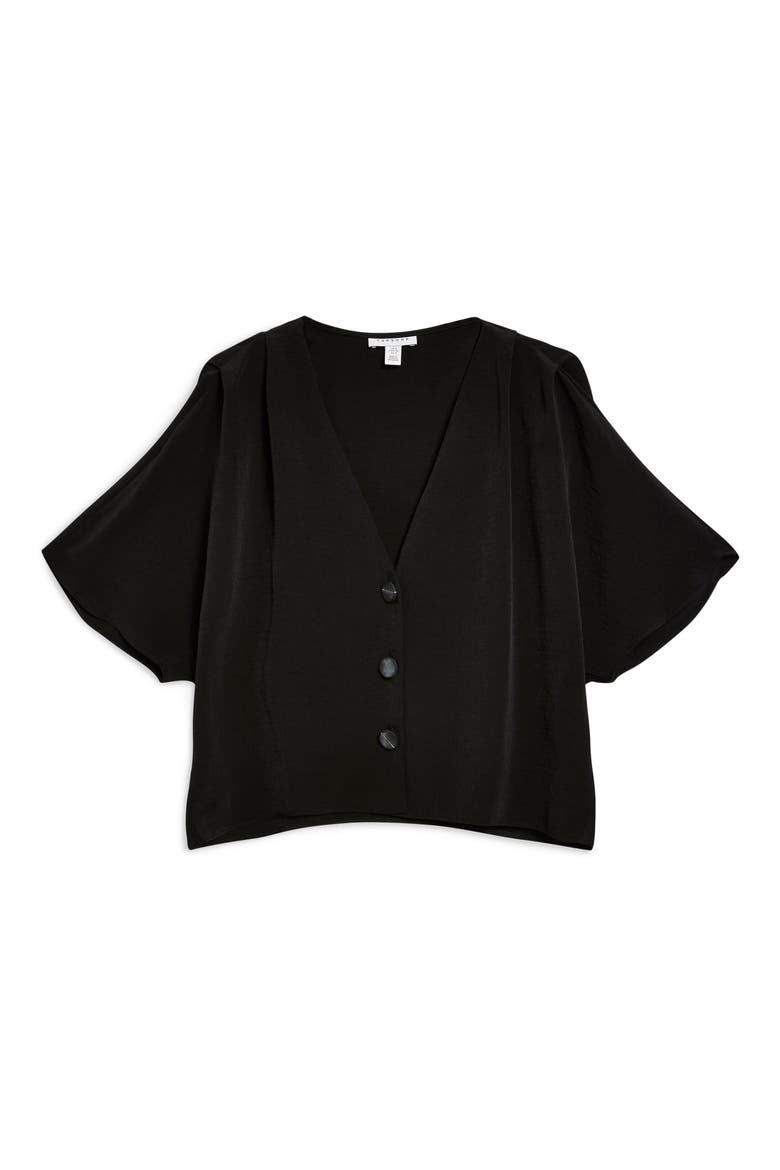 Pleat Shoulder Blouse, Alternate, color, BLACK