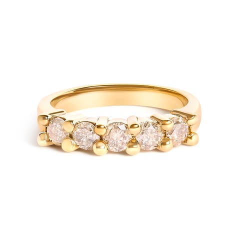 Silver 1.0 Cttw Round Diamond 5 Stone Band Ring