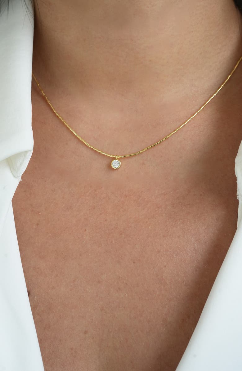 Argento Vivo Sterling Silver Cubic Zirconia Pendant Necklace, Alternate, color, Gold