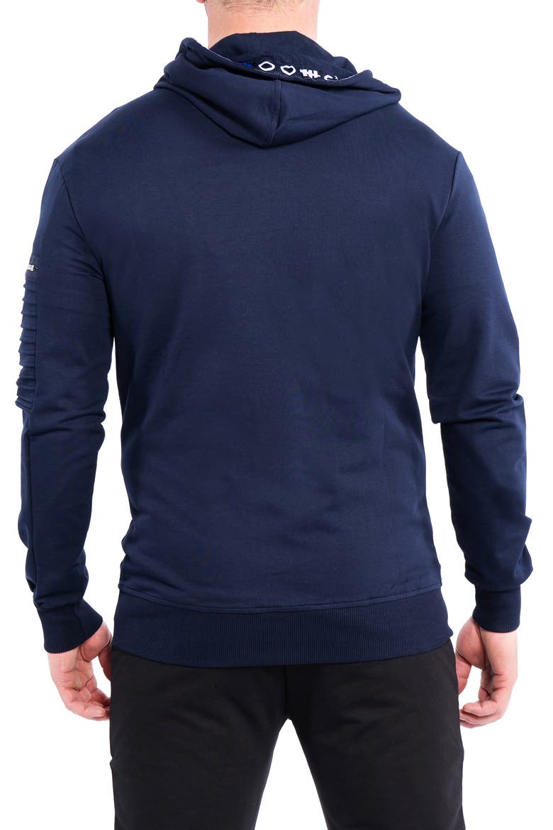 Front Zip Stretch Cotton Hoodie, Alternate, color, BLUE