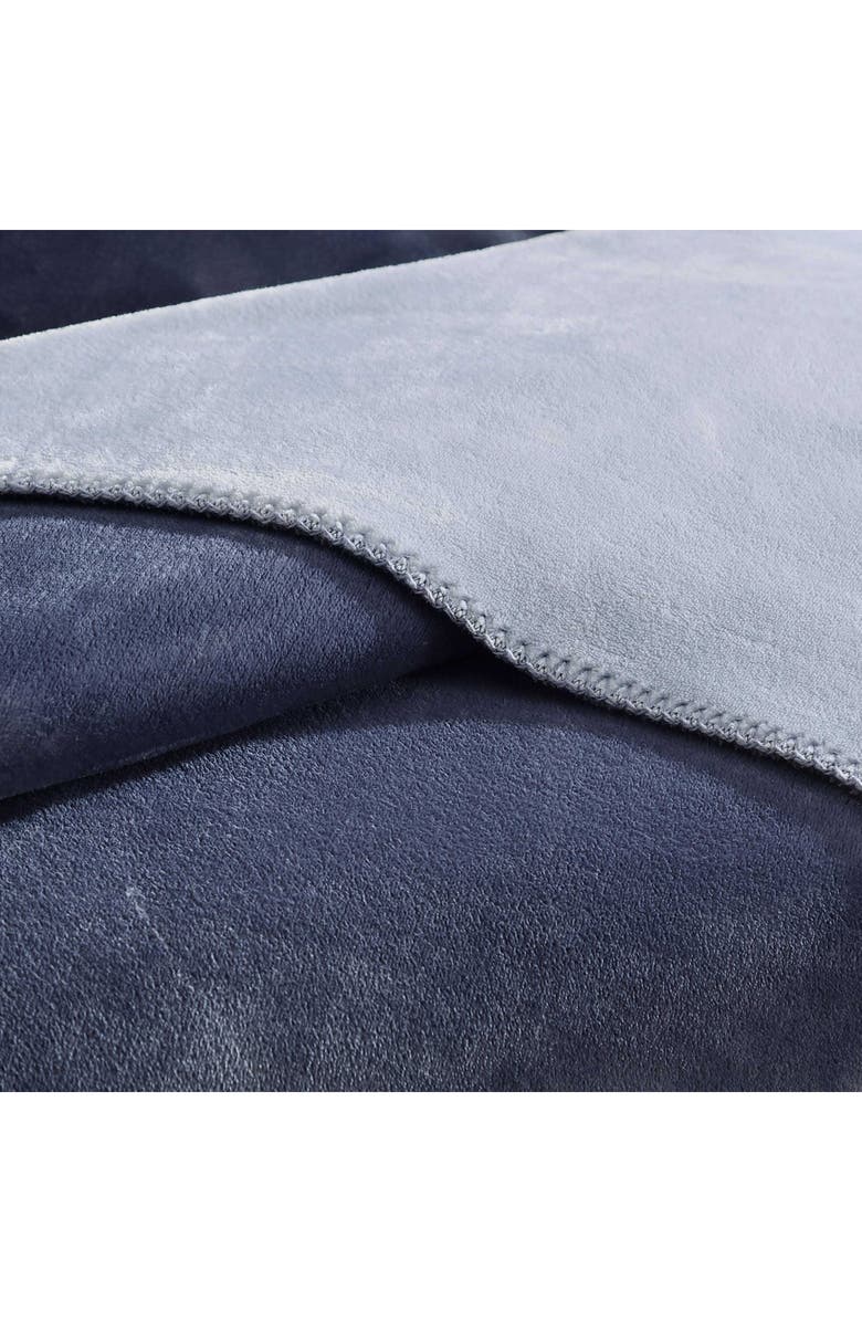 Calvin Klein Home Modern Reversible Solid Plush Blanket, Alternate, color, Medium Blue
