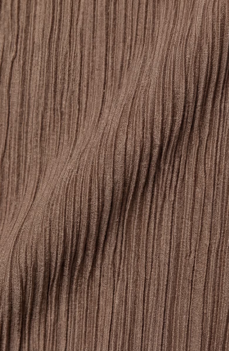 Modenaire Ribbed Long Sleeve Crop Top and Wide Leg Lounge Pants Set with Drawstring, Alternate, color, Brown