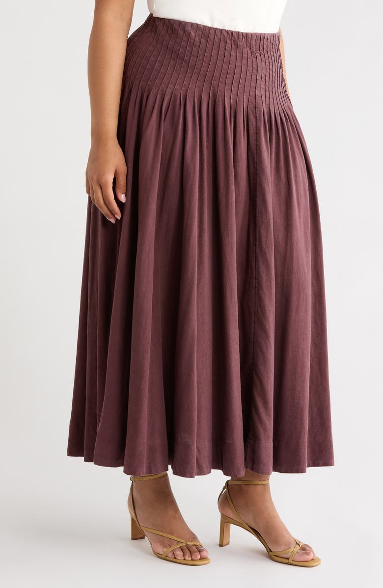 Treasure & Bond Pleated Linen Blend Maxi Skirt, Alternate, color, Brown Malicacia