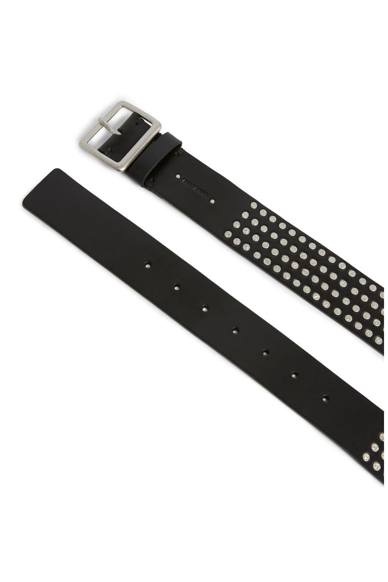 Hammered Stud Leather Belt, Alternate, color, BLACK