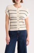 Blu Pepper Stripe Knit Button Front Top