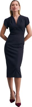The Fold Paola Sculpt Stretch Crepe Dress