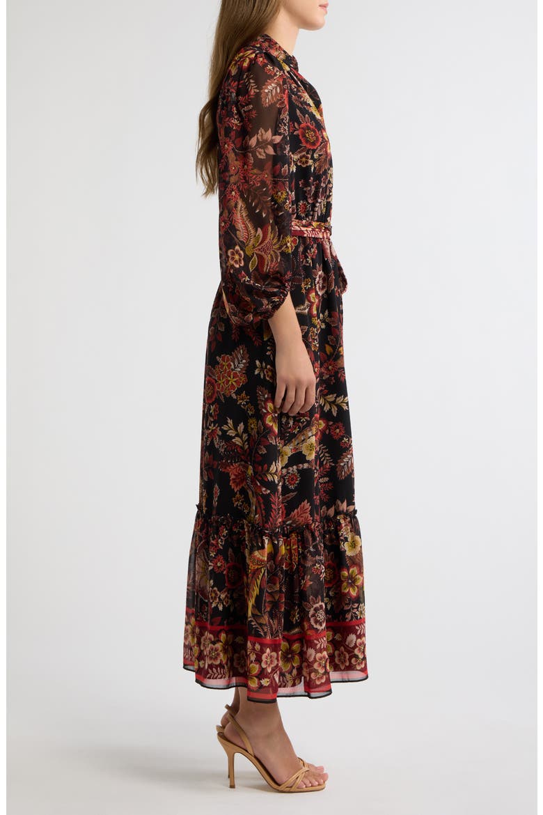 Paisley Chiffon Maxi Dress, Alternate, color, BLACK SAFFRO