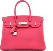 Pre-Owned Hermes Birkin Handbag Pink Epsom with Palladium Hardware 30