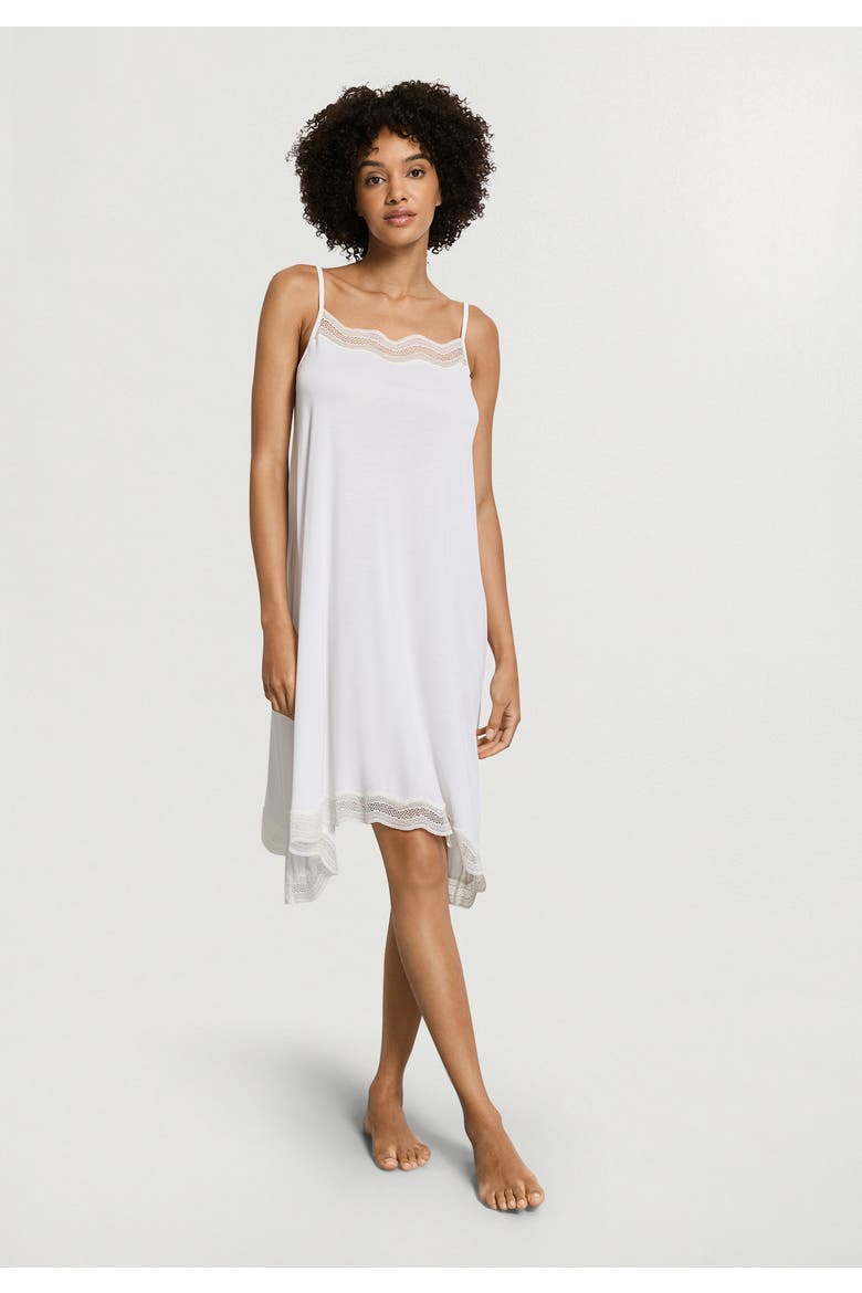 Cira Scalloped Lace Tencel Chemise, Alternate, color, Off White