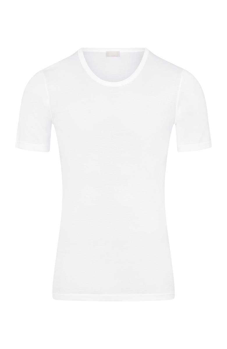 Hanro Cotton Pure Fitted Cotton Crew Neck T-Shirt, Main, color, White