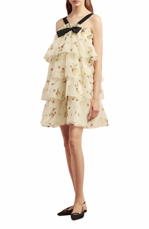 Cherry Tiered Organza Dress