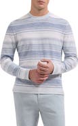 Bugatchi Stripe Cotton Crewneck Sweater