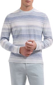 Bugatchi Stripe Cotton Crewneck Sweater