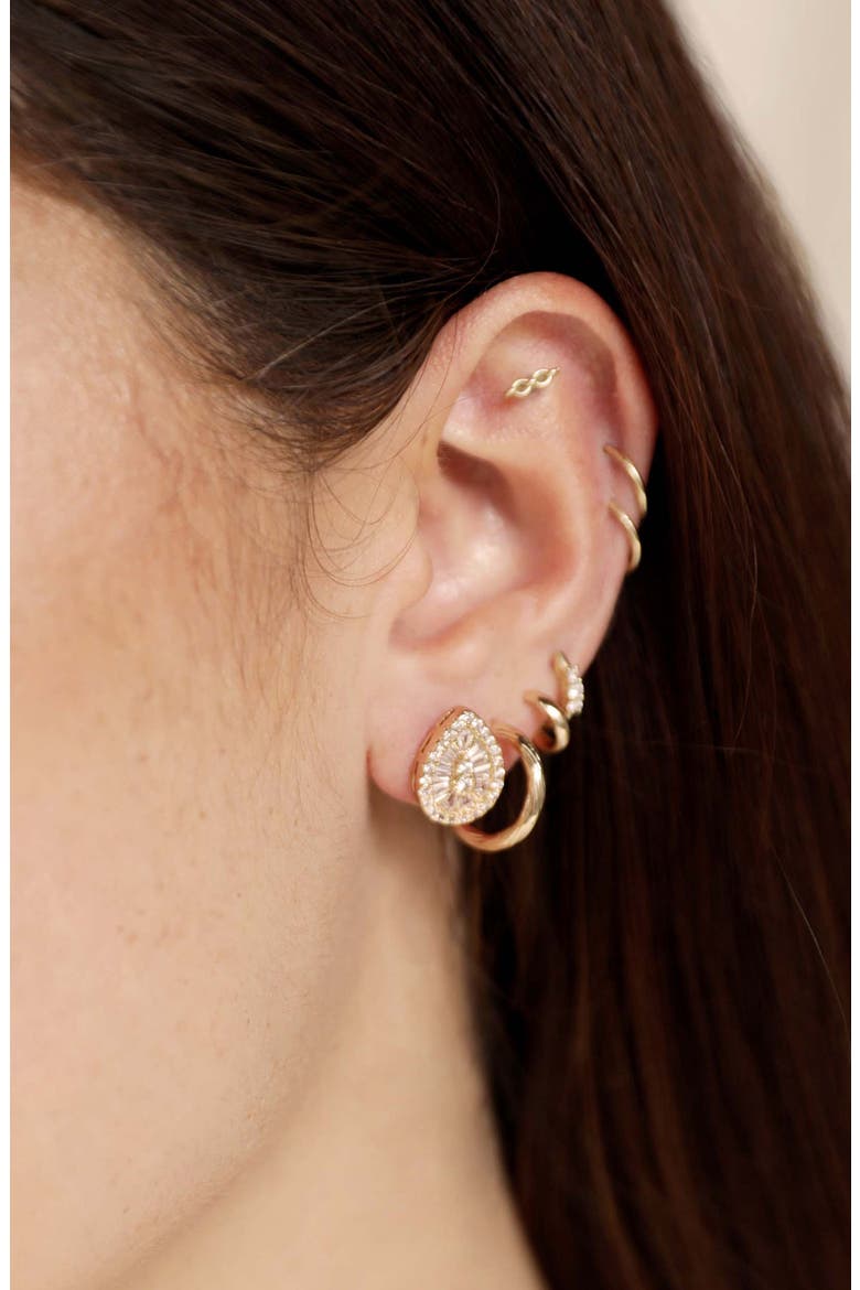 Small Cubic Zirconia Teardrop Stud Earrings, Alternate, color, GOLD