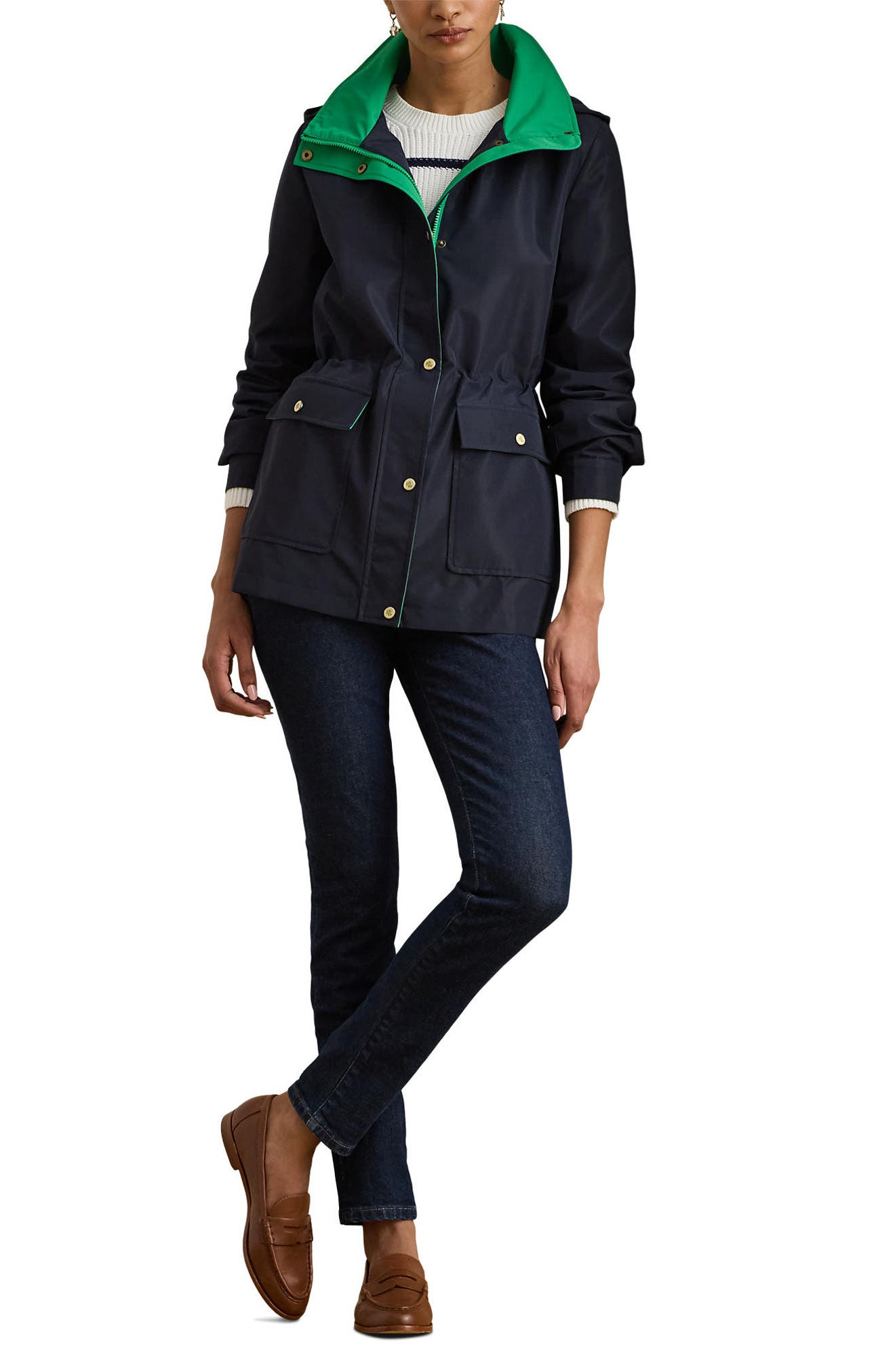 Женские куртки Lauren Ralph Lauren Hooded Contrast Trim Windbreaker — фото 4