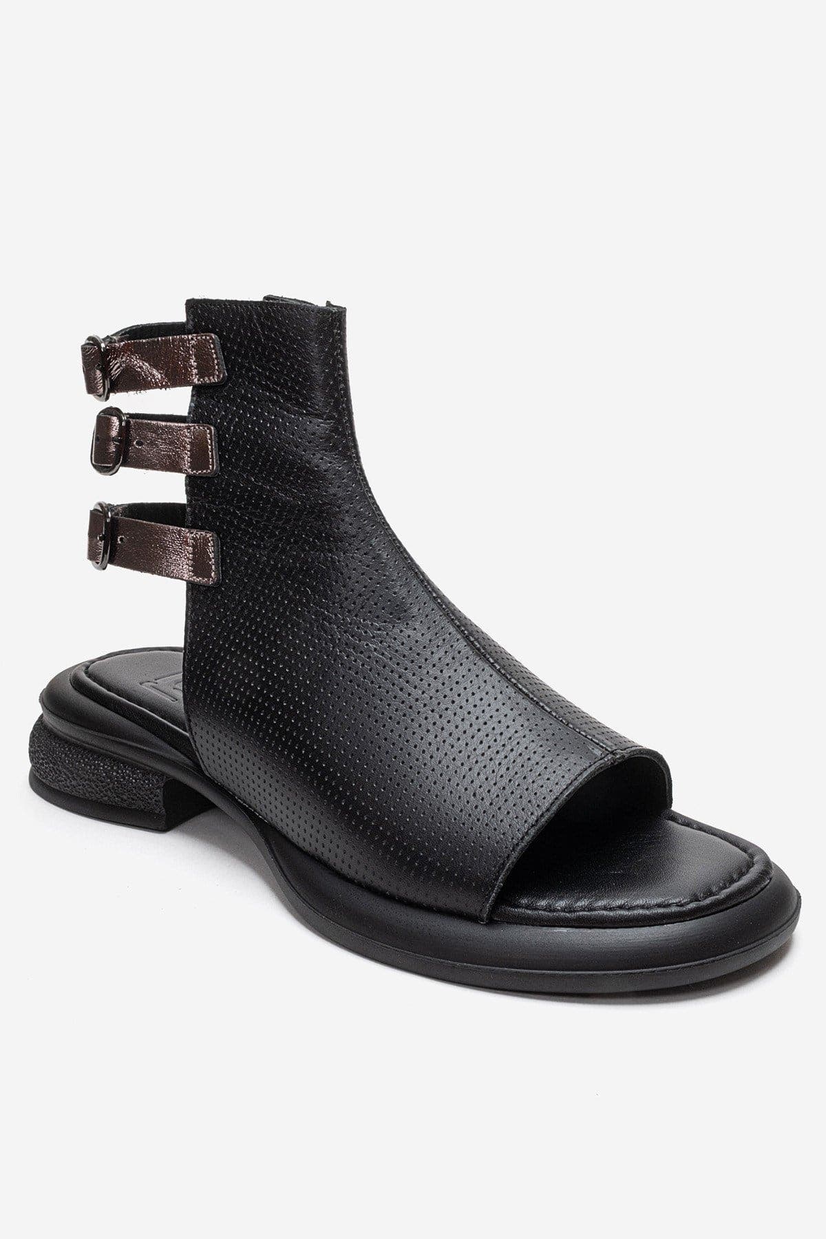 Forever & Always Shoes Carina Leather Side Zip Sandal, Alternate, color, Black