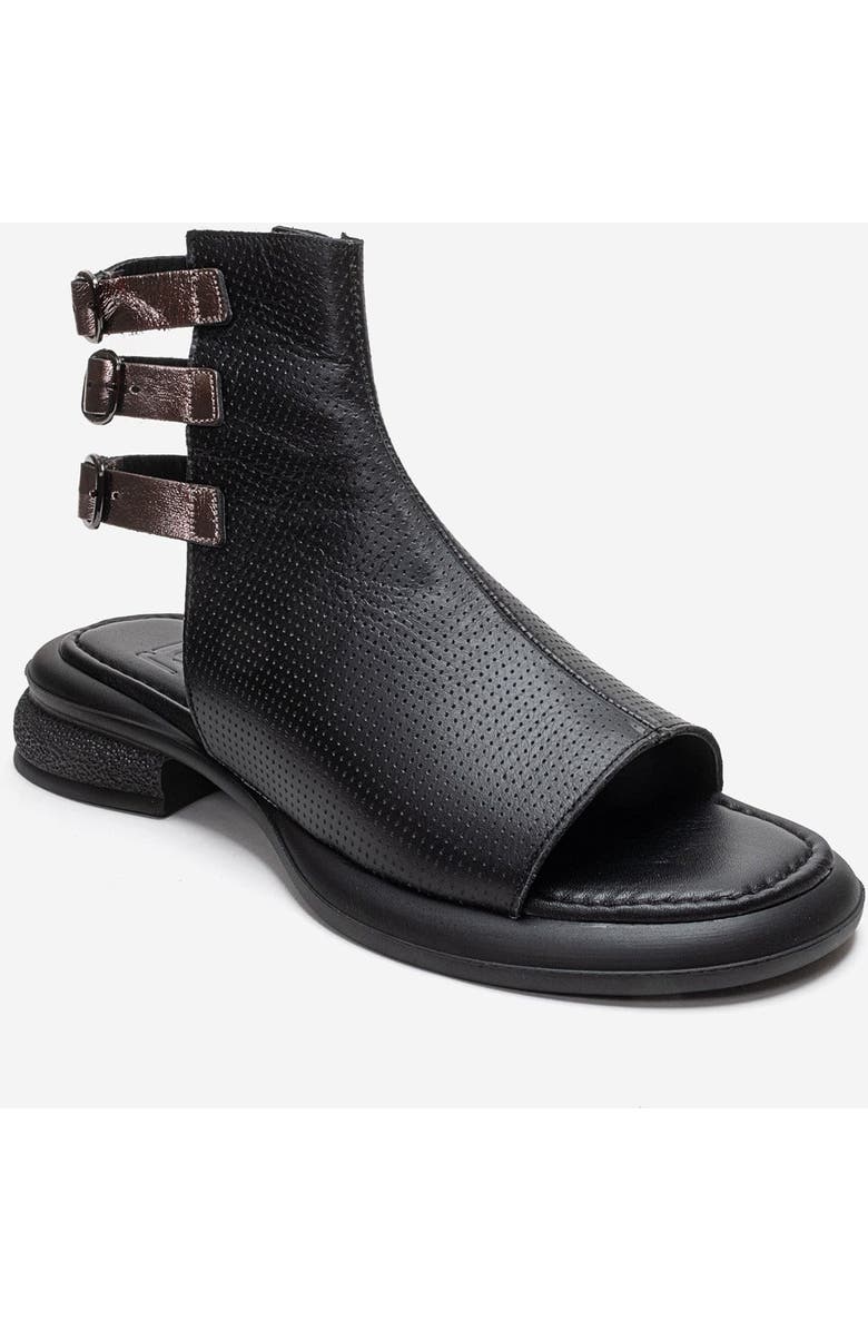 Forever & Always Shoes Carina Leather Side Zip Sandal, Alternate, color, Black