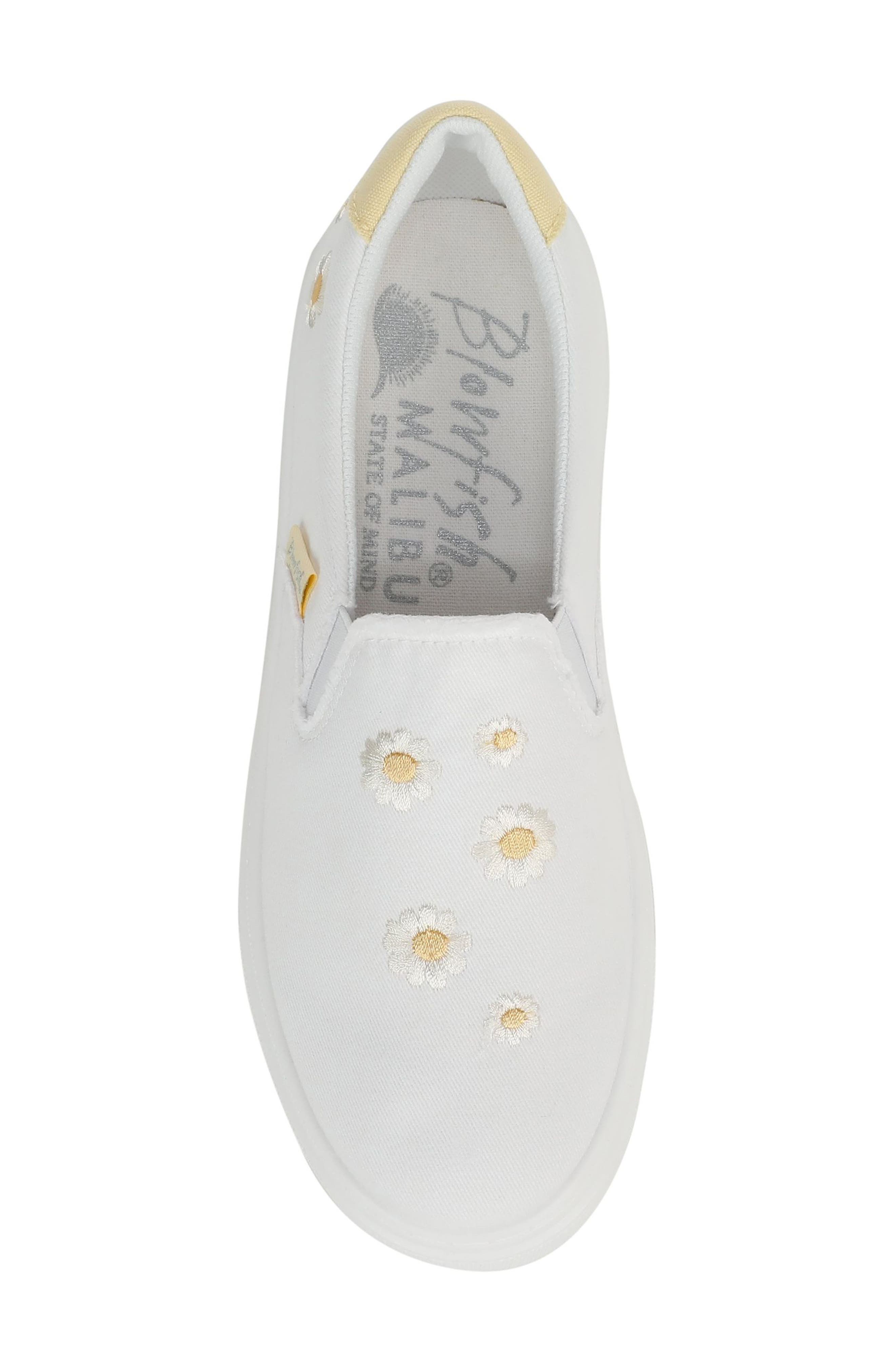 Blowfish Malibu Havasu Embroidered Slip-On Sneaker, Alternate, color, White Daisy Textile