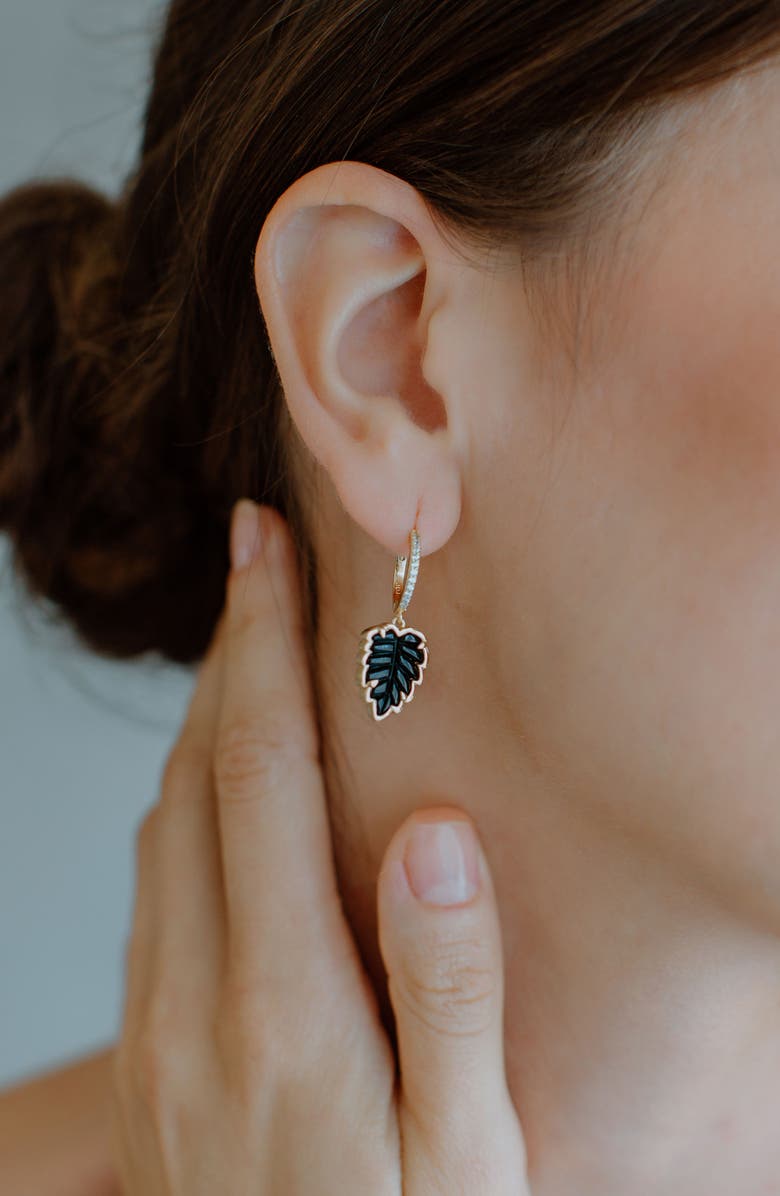 Joy Dravecky Leaf Drop Huggie Hoop Earrings, Alternate, color, 