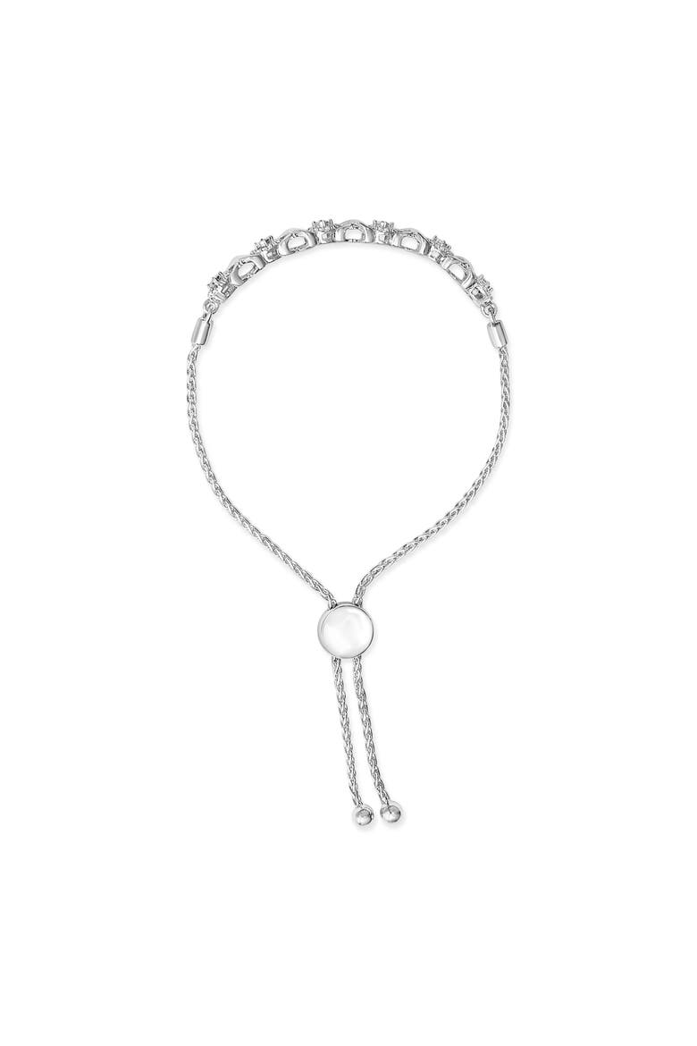 Silver 1/6 Cttw Diamond X and O Bolo Bracelet, Alternate, color, White