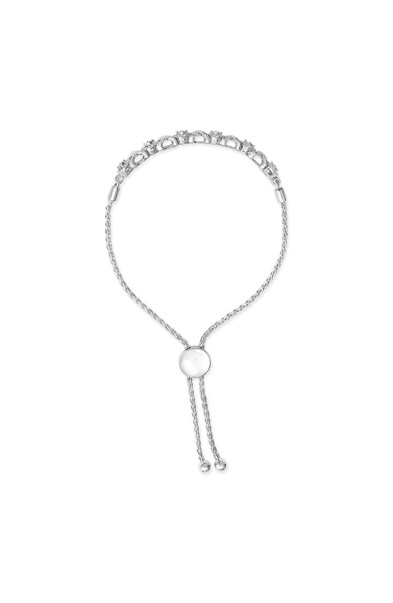 Haus of Brilliance Silver 1/6 Cttw Diamond X and O Bolo Bracelet, Alternate, color, White