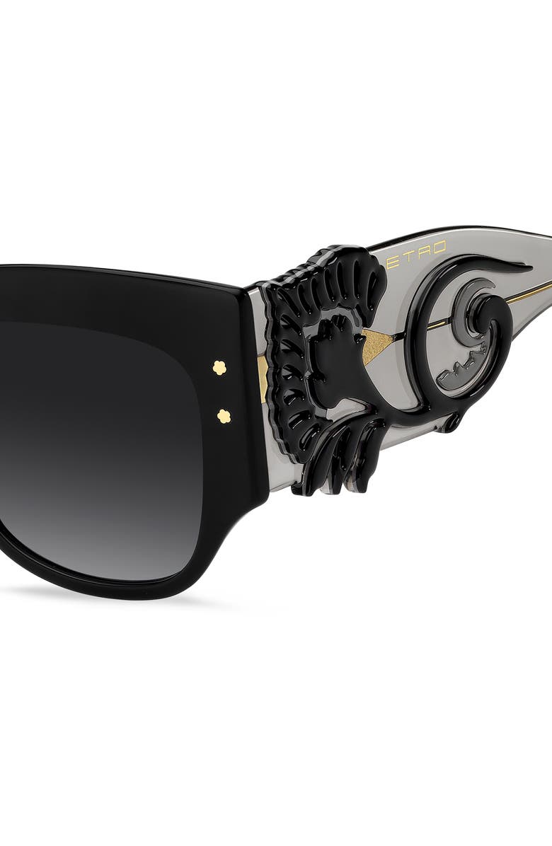 Etro Blossom 54mm Square Sunglasses, Alternate, color, Black/ Dark Grey Sf