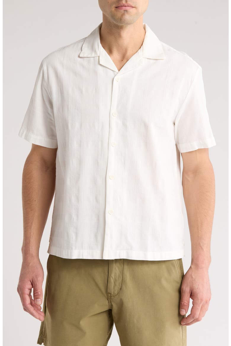 White Textured Camp Shirt, Main, color, WHITE
