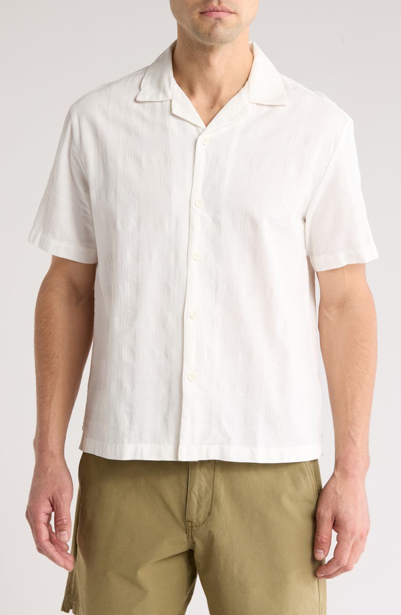 DENIM AND FLOWER White Textured Camp Shirt, Main, color,