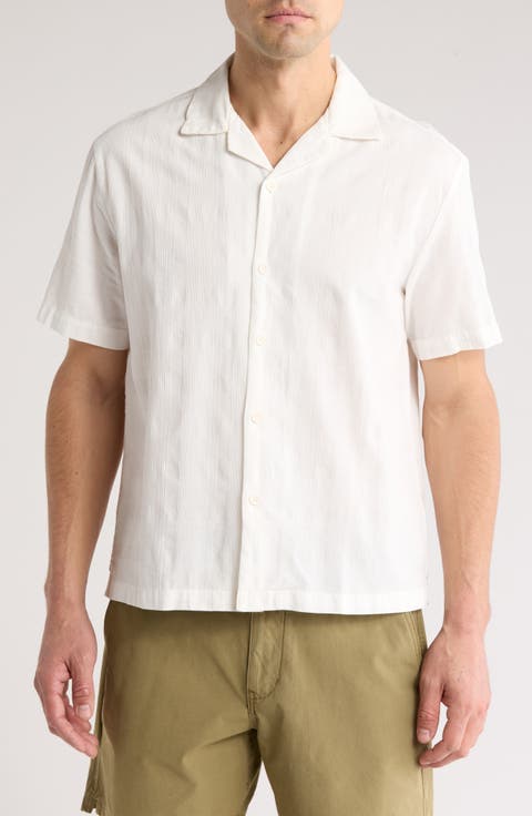 White Textured Camp Shirt